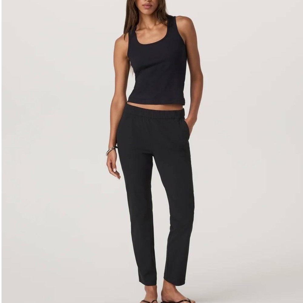 Vuori Women Miles Ankle Pant XS Black Elastic Waist Zip Pockets Athleisure VW404